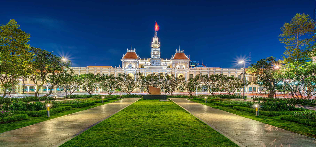 City Hall by Night, Sai Gon, Vietnam